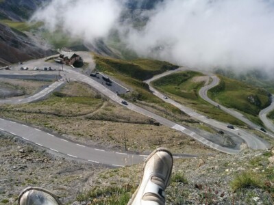 View from the saddle of Galibier to the road just before the tunnel
