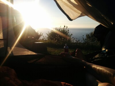View of the Atlantic ocean from camping Au Chant des Oiseaux in Deauville