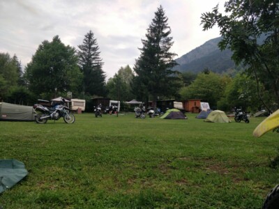 Campin gran Bosco in Salbertrand, with a lot of offroad bikes!